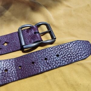 Vintage 70's Cutout Purple Leather Belt